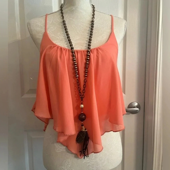 Society Girl Boho cropped top spaghetti straps size‎ M - Picture 3 of 10